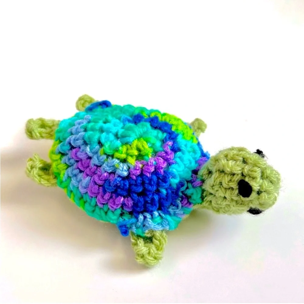 Hand Crafted Turtle Cat Toy Crochet Potent Organic Catnip Interactive Yarn Toy
